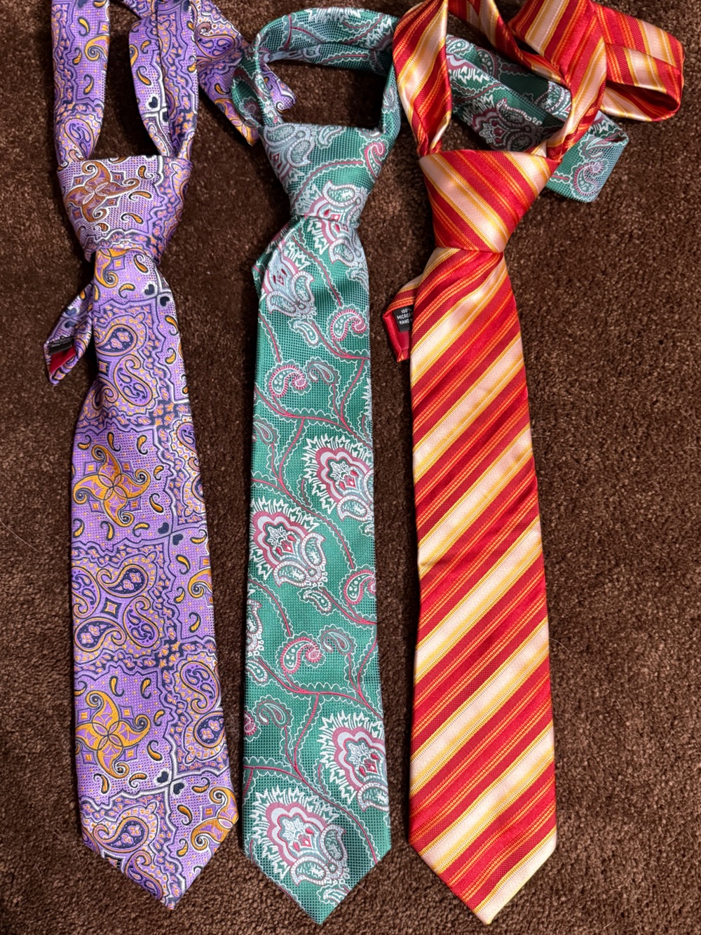Men's Red and Yellow Striped Silk Tie - Classic Diagonal Stripe